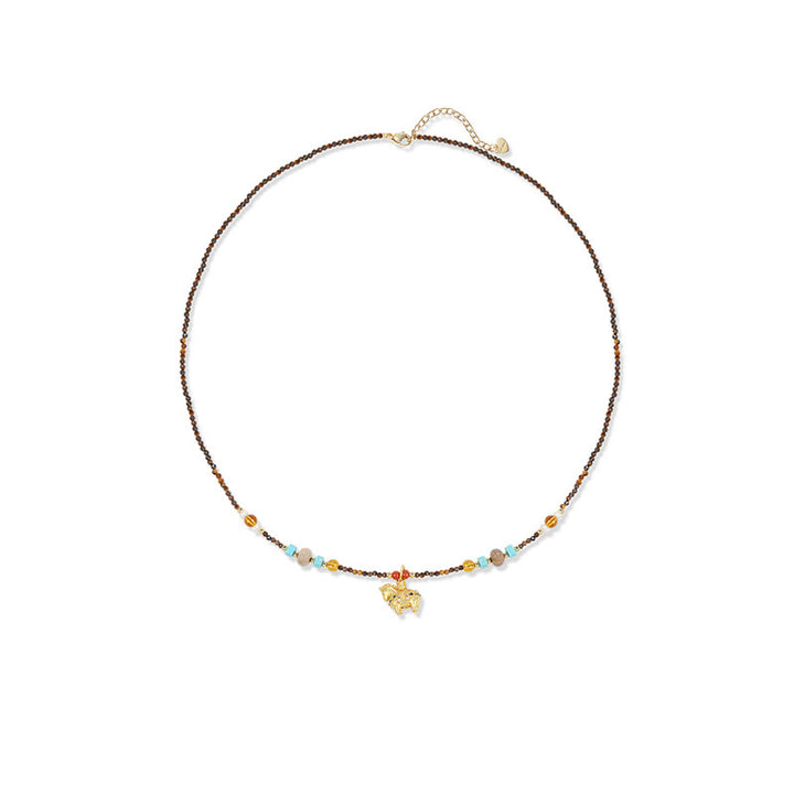 Naszyjnik z Buddha Stones, ochrona tygrysiego oka, złoty rok konia - image 6