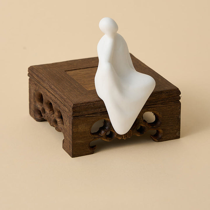 Buddha Stones Bezkształtny Budda Ceramika Wenge Drewno Biurko Spokój Dekoracja - image 4