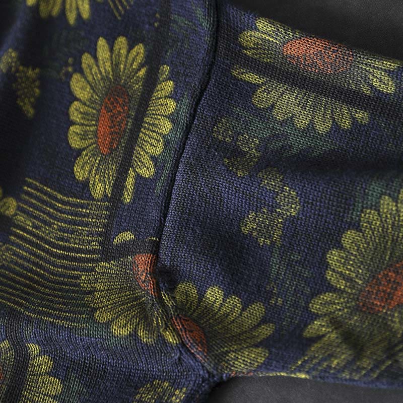 Sweter damski bawełniany z długim rękawem i okrągłym dekoltem w kształcie słonecznika z motywem Buddha Stones - image 8