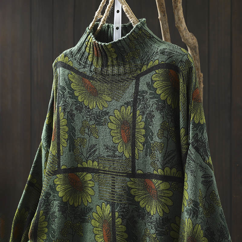 Sweter damski bawełniany z długim rękawem i okrągłym dekoltem w kształcie słonecznika z motywem Buddha Stones - image 16