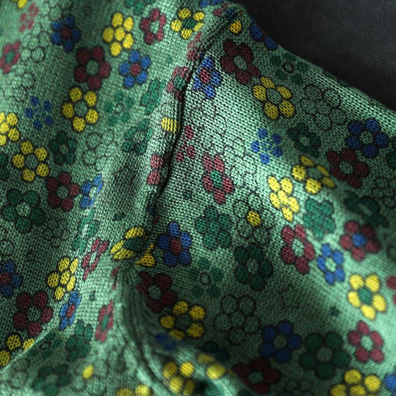 Sweter damski z długim rękawem z dzianiny bawełnianej z kolorowymi kwiatami i motywem Buddha Stones z kieszeniami - image 10