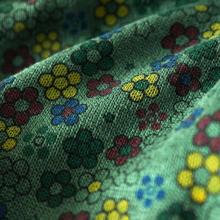 Sweter damski z długim rękawem z dzianiny bawełnianej z kolorowymi kwiatami i motywem Buddha Stones z kieszeniami - image 8