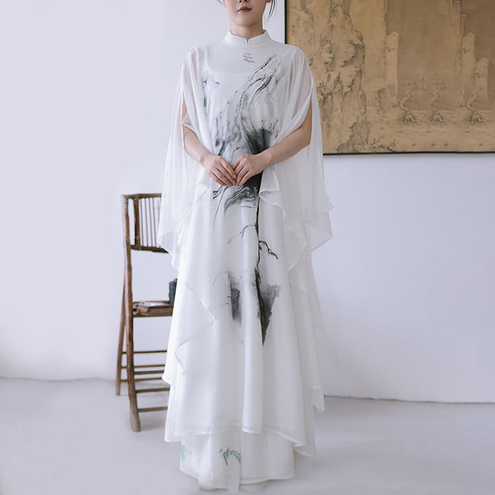 Spodnie damskie do medytacji midi z krótkim rękawem i nadrukiem w białe Buddha Stones, odzież zen - image 5