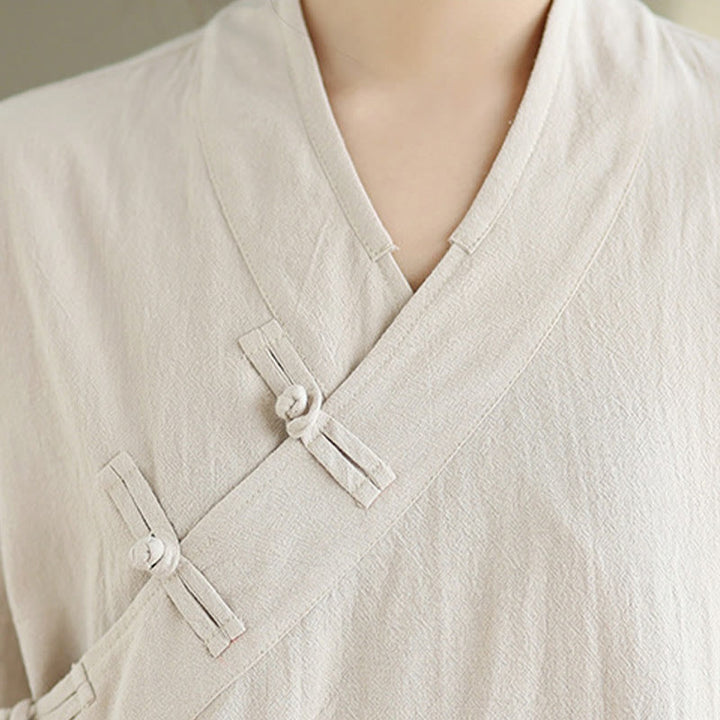 Buddha Stones, 2 sztuki, koszula z dekoltem w serek, długie rękawy, szerokie nogawki, zestaw do medytacji zen dla kobiet - image 6