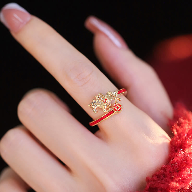 Buddha Stones Miedziane Czerwony Sznur Miedziane Monety Rok Konia Pierścień Otwarcia Salda - image 3