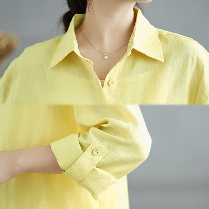 Buddha Stones z długim rękawem i guzikami w jednolitym kolorze, 2 sztuki, spódnica z bawełny, długość 7-8, z kieszeniami  - image 23