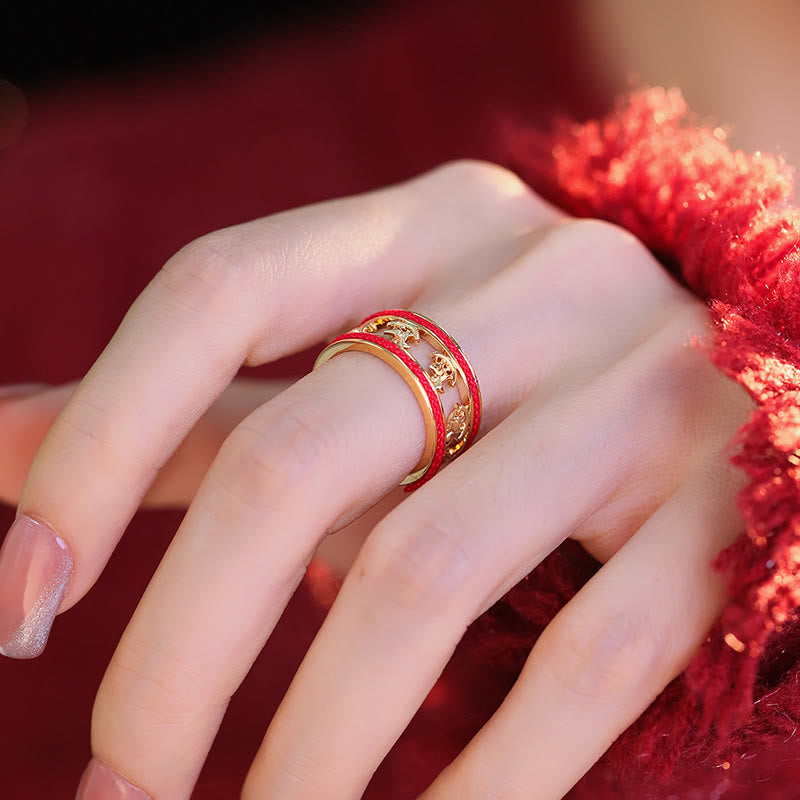 Buddha Stones Złoty Rok Konia Błogosławieństwo Miedziany Pierścień Otwierający - image 9