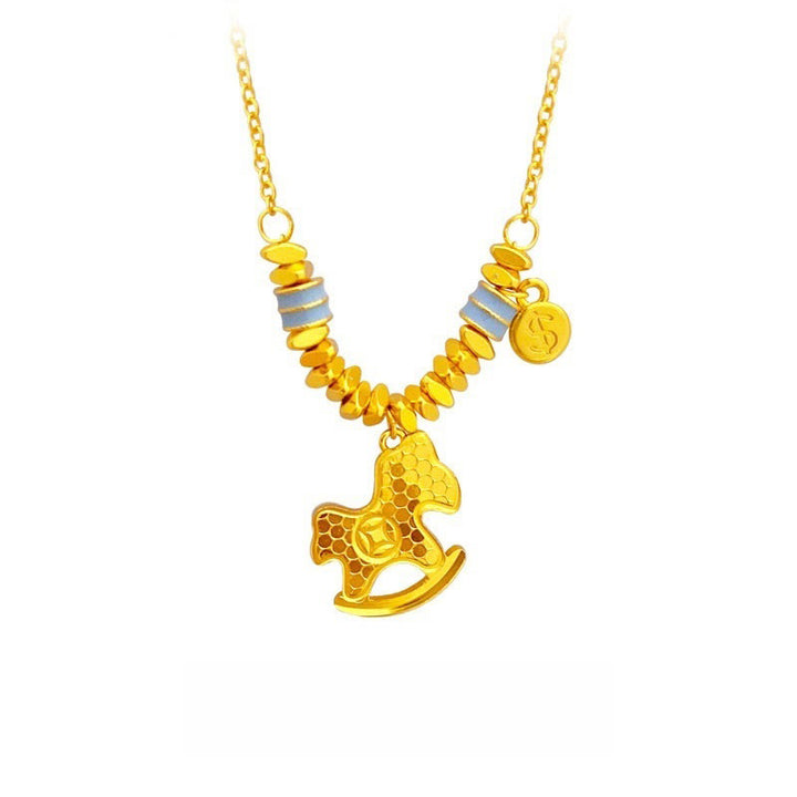 Naszyjnik z Buddha Stones, złoty rok konia, miedziany, równowaga, szczęście - Miedź - image 0