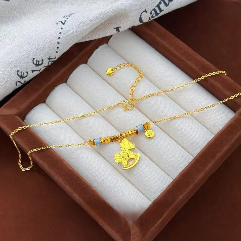 Naszyjnik z Buddha Stones, złoty rok konia, miedziany, równowaga, szczęście - image 1