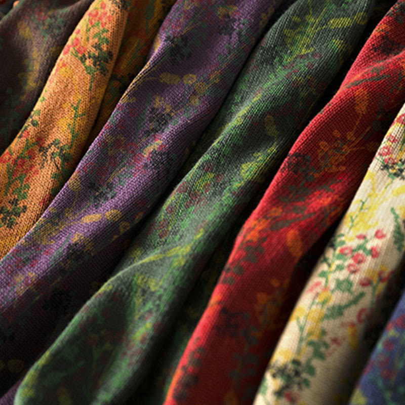 Sweter damski z dzianiny bawełnianej z długim rękawem i golfem, z motywem roślinnym i kamieniami Buddha Stones - image 24