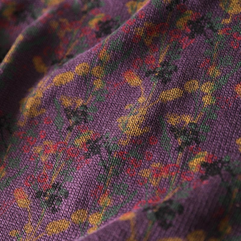 Sweter damski z dzianiny bawełnianej z długim rękawem i golfem, z motywem roślinnym i kamieniami Buddha Stones - image 12