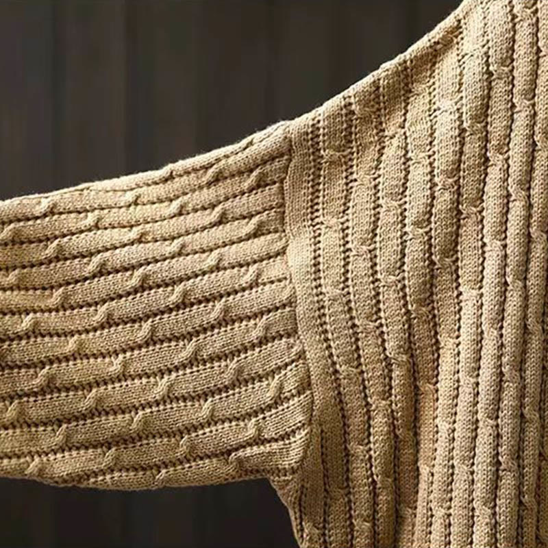 Sweter damski bawełniany z długim rękawem i okrągłym dekoltem w stylu patchworkowym z Buddha Stones - image 6