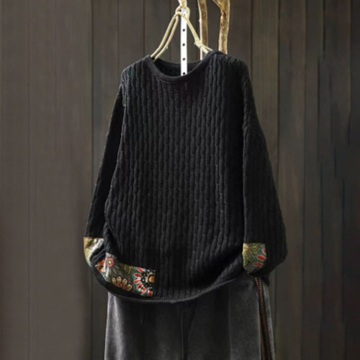 Sweter damski z długim rękawem i okrągłym dekoltem w zimowe wzory z motywem Buddha Stones - Czarny - US4-12, UK/AU8-16, EU36-44 (F) - image 10