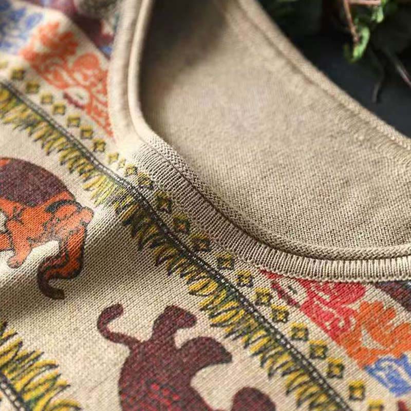 Sweter damski z długim rękawem i kieszeniami, dzianinowy, z dzianiny bawełnianej z motywem słonia i Buddha Stones - image 8