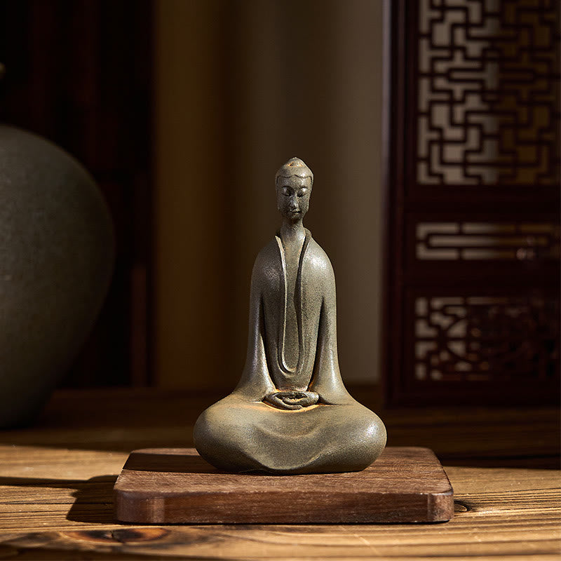 Buddha Stones Ręcznie Budda Siakjamuni Żelazo Proszek Rdza Odlew Żywicy Statua Dekoracja Domu - image 4