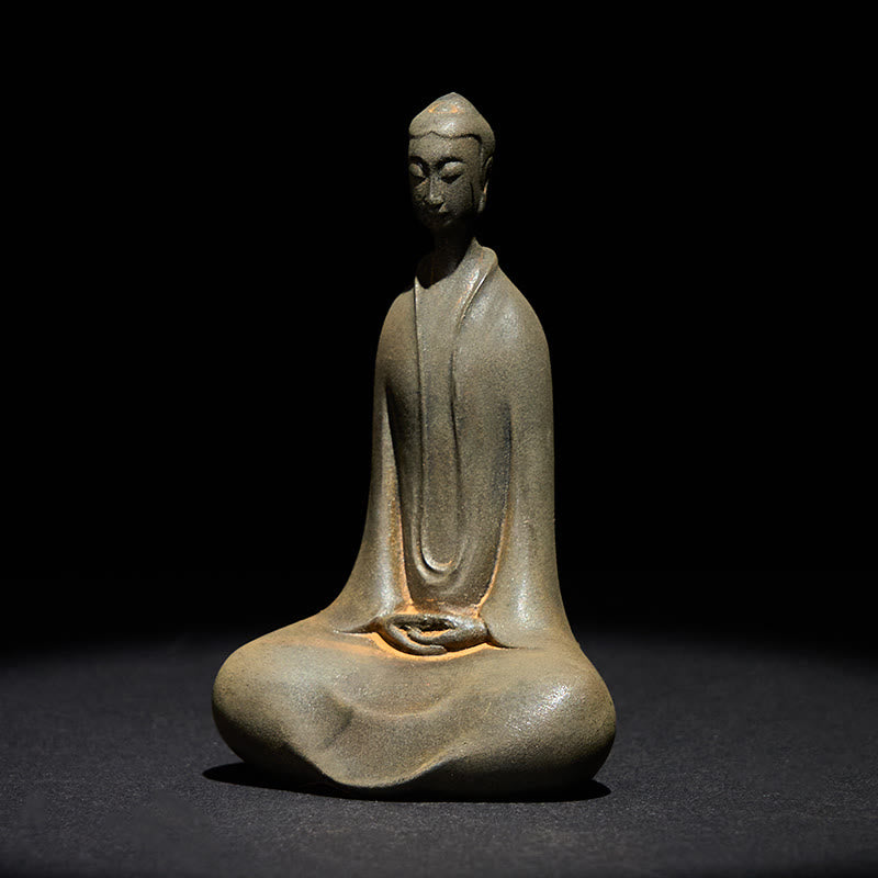 Buddha Stones Ręcznie Budda Siakjamuni Żelazo Proszek Rdza Odlew Żywicy Statua Dekoracja Domu - image 1