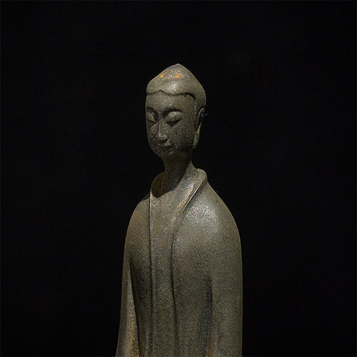 Buddha Stones Ręcznie Budda Siakjamuni Żelazo Proszek Rdza Odlew Żywicy Statua Dekoracja Domu - image 6