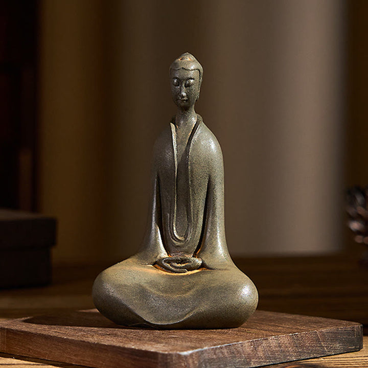 Buddha Stones Ręcznie Budda Siakjamuni Żelazo Proszek Rdza Odlew Żywicy Statua Dekoracja Domu - image 2