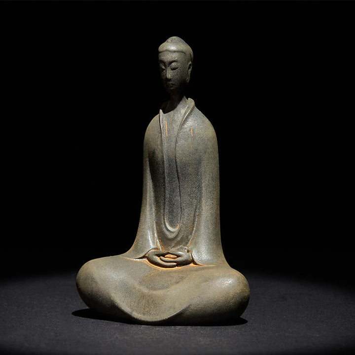 Buddha Stones Ręcznie Budda Siakjamuni Żelazo Proszek Rdza Odlew Żywicy Statua Dekoracja Domu - image 11