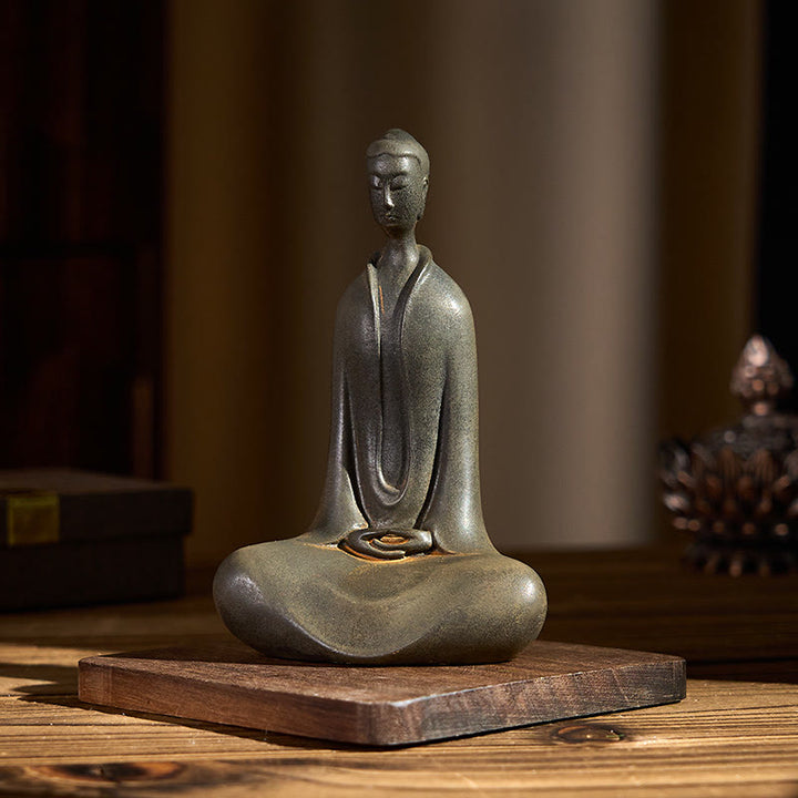 Buddha Stones Ręcznie Budda Siakjamuni Żelazo Proszek Rdza Odlew Żywicy Statua Dekoracja Domu - image 10