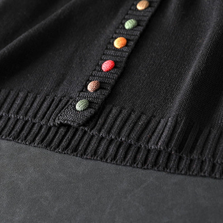 Sweter kardigan z długim rękawem z dzianiny Buddha Stones, kolorowy, z guzikami, bawełniany, z motywem kamieni Buddy - image 7