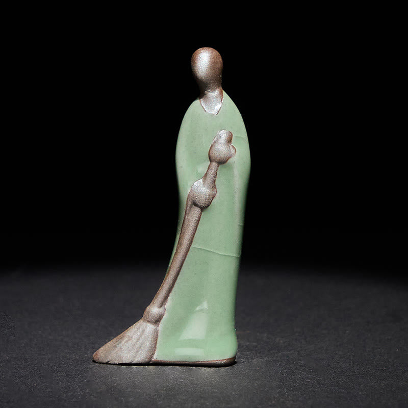 Buddha Stones , mała, bezpostaciowa, ceramiczna figurka Buddy, zamiatający mnich, dekoracja domu, 3,5*1,5*7 cm - Budda 3,5*1,5*7 cm - image 0