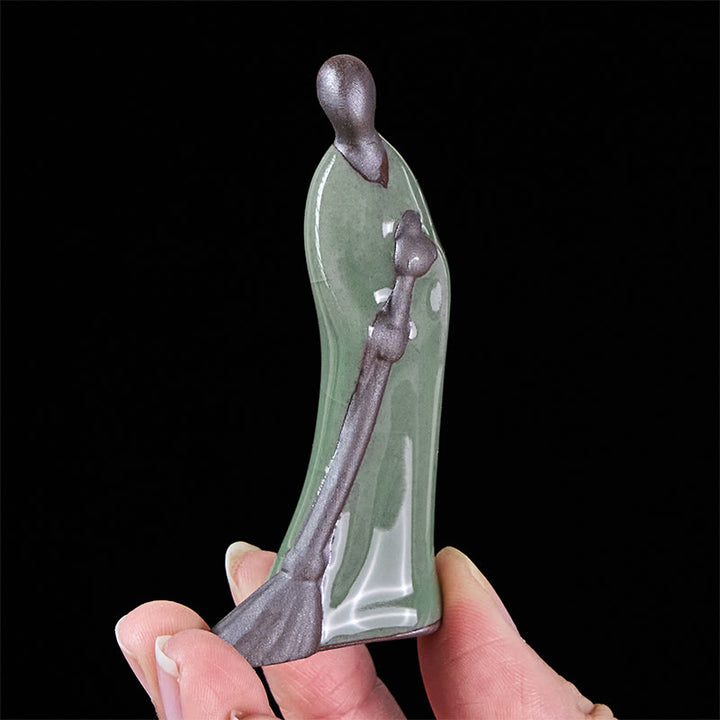 Buddha Stones , mała, bezpostaciowa, ceramiczna figurka Buddy, zamiatający mnich, dekoracja domu, 3,5*1,5*7 cm - image 6
