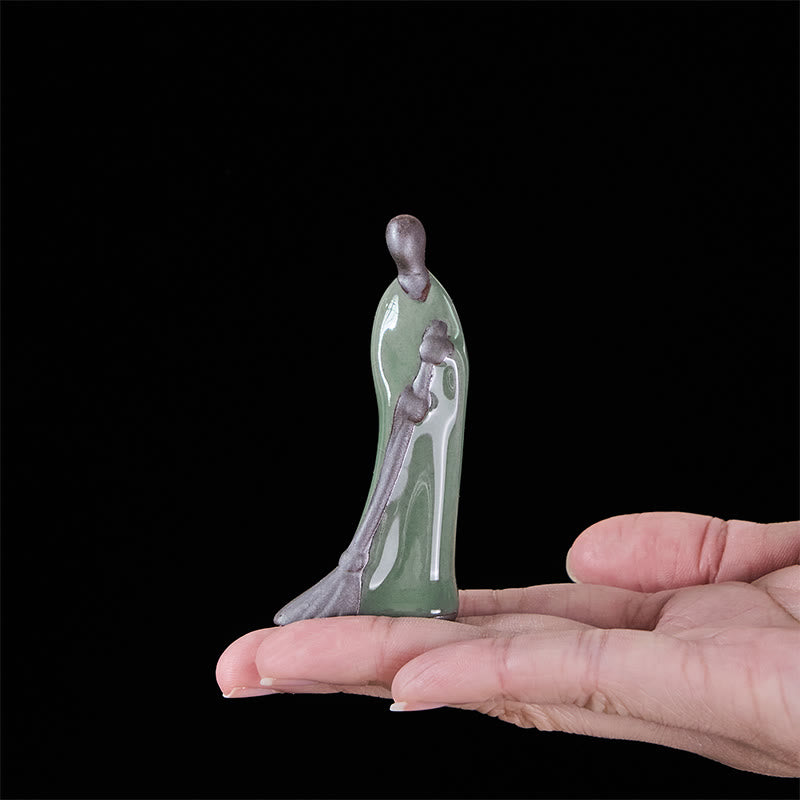 Buddha Stones , mała, bezpostaciowa, ceramiczna figurka Buddy, zamiatający mnich, dekoracja domu, 3,5*1,5*7 cm - image 5