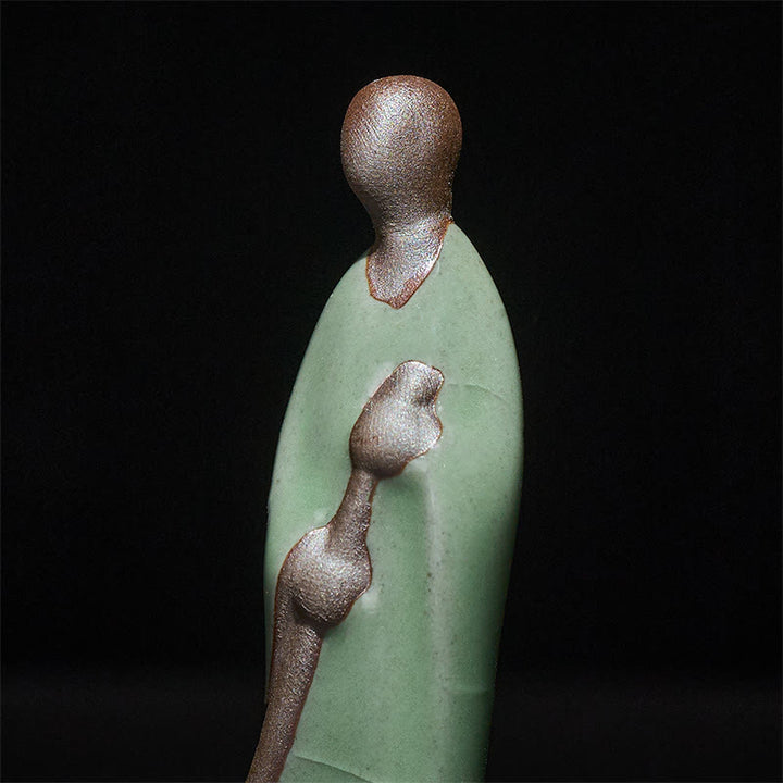 Buddha Stones , mała, bezpostaciowa, ceramiczna figurka Buddy, zamiatający mnich, dekoracja domu, 3,5*1,5*7 cm - image 7
