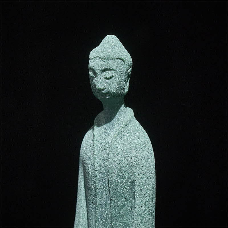 Buddha Stones Medytacja Posąg Buddy z piaskowca Figurka Dekoracja biurka domowego 6*4,5*9,5 cm - image 7