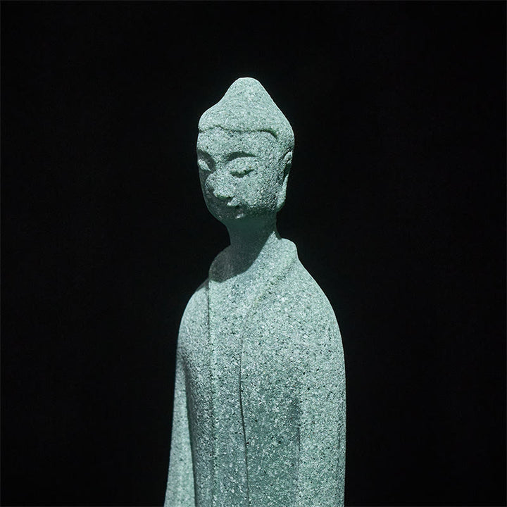 Buddha Stones Medytacja Posąg Buddy z piaskowca Figurka Dekoracja biurka domowego 6*4,5*9,5 cm - image 7