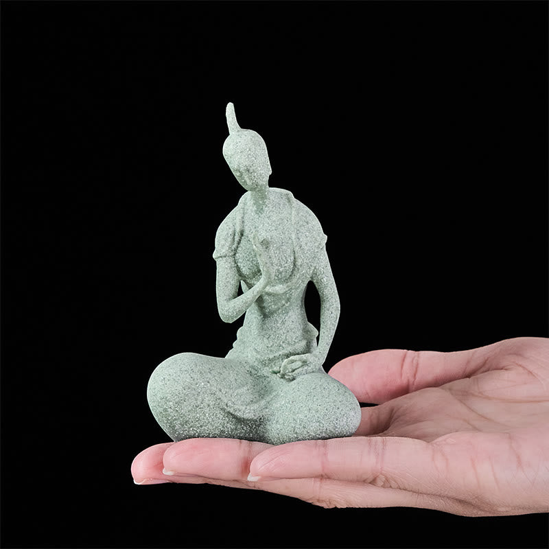 Buddha Stones Słuchanie Statua Buddy z Piaskowca Dekoracja Domowa 6,5*5,5*9,5 cm - image 5