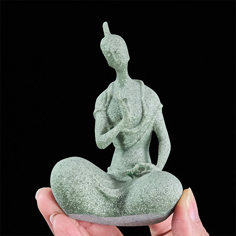 Buddha Stones Słuchanie Statua Buddy z Piaskowca Dekoracja Domowa 6,5*5,5*9,5 cm - image 6