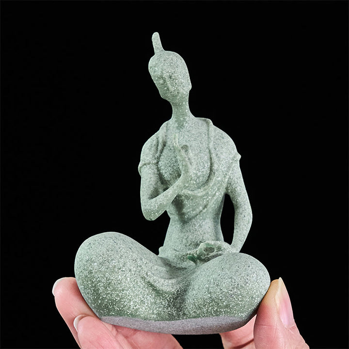 Buddha Stones Słuchanie Statua Buddy z Piaskowca Dekoracja Domowa 6,5*5,5*9,5 cm - image 6