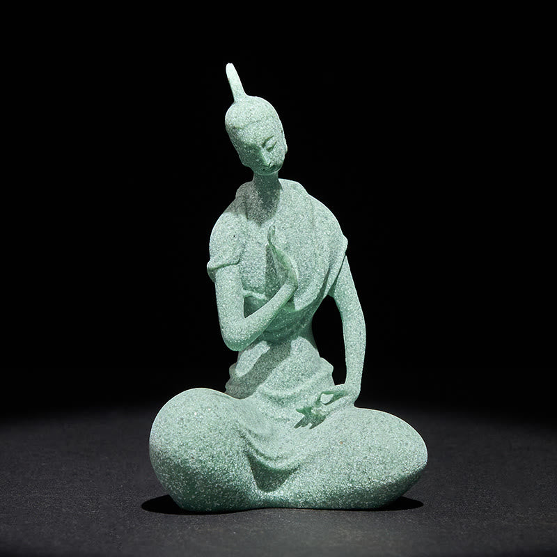 Buddha Stones Słuchanie Statua Buddy z Piaskowca Dekoracja Domowa 6,5*5,5*9,5 cm - image 3