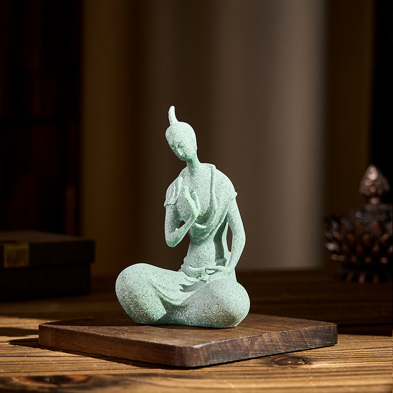 Buddha Stones Słuchanie Statua Buddy z Piaskowca Dekoracja Domowa 6,5*5,5*9,5 cm - image 2