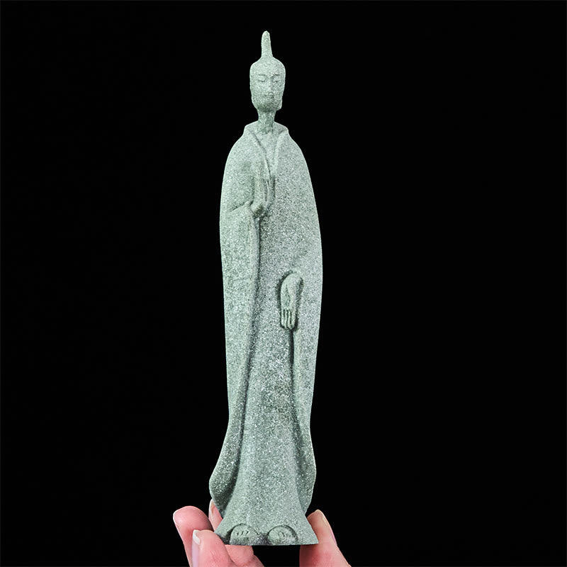 Buddha Stones Medytacja Stojący Budda Posąg z Piaskowca Dekoracja Domu 3,8*6,5*17 cm - image 6