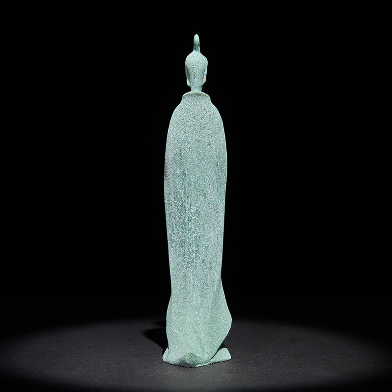 Buddha Stones Medytacja Stojący Budda Posąg z Piaskowca Dekoracja Domu 3,8*6,5*17 cm - image 4