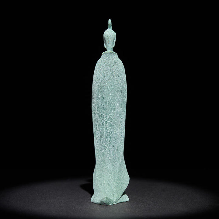 Buddha Stones Medytacja Stojący Budda Posąg z Piaskowca Dekoracja Domu 3,8*6,5*17 cm - image 4