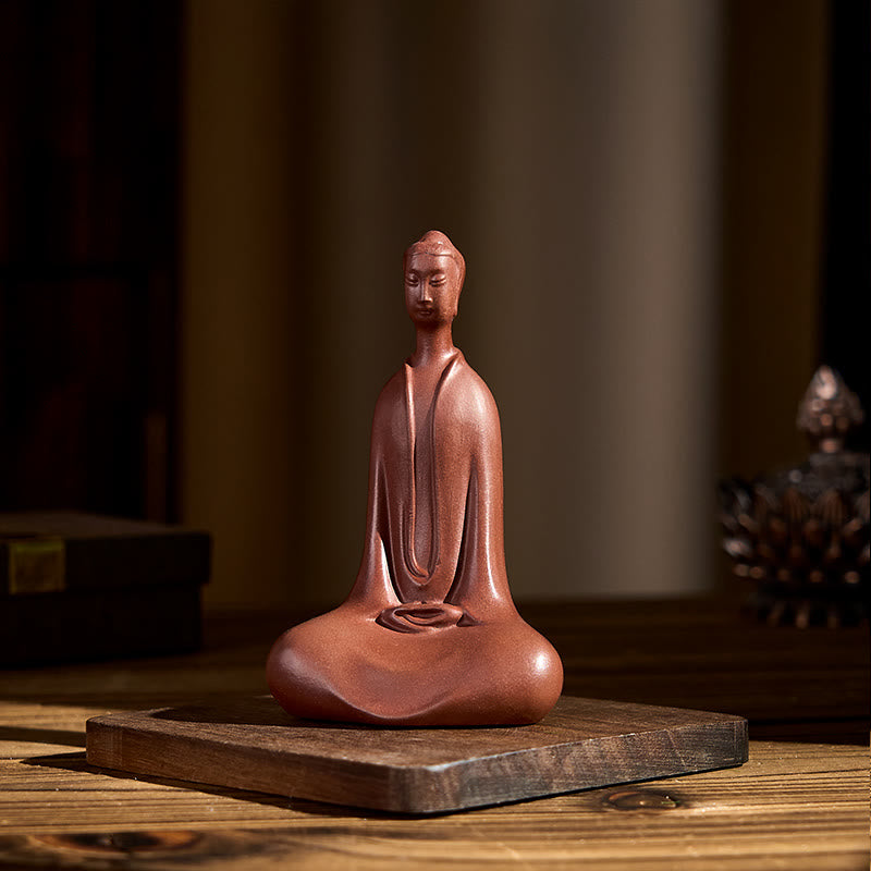Buddha Stones Bezkształtny Budda Fioletowa Glina Spokój Dekoracja Biurka Domowego 5,7*9,6 cm - image 2