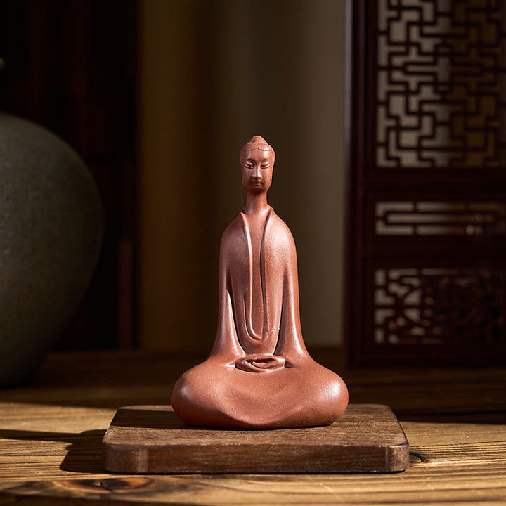 Buddha Stones Bezkształtny Budda Fioletowa Glina Spokój Dekoracja Biurka Domowego 5,7*9,6 cm - image 1