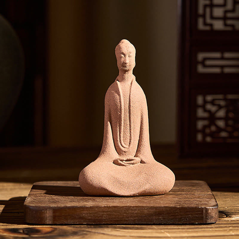 Buddha Stones Siedzący Budda Modlący się Ceramiczna Figurka Zen Dekoracja Domu 5*3*8,5 cm - image 1