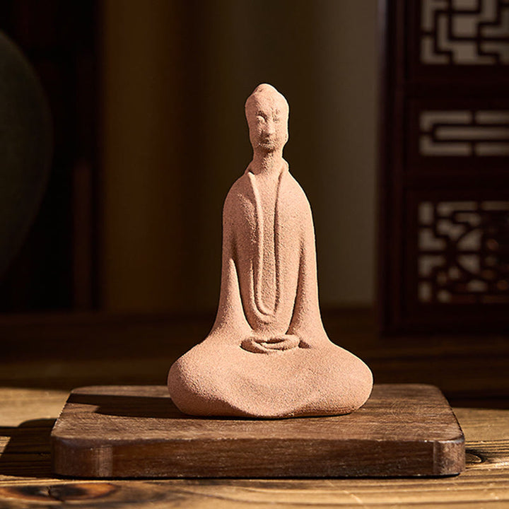 Buddha Stones Siedzący Budda Modlący się Ceramiczna Figurka Zen Dekoracja Domu 5*3*8,5 cm - image 1