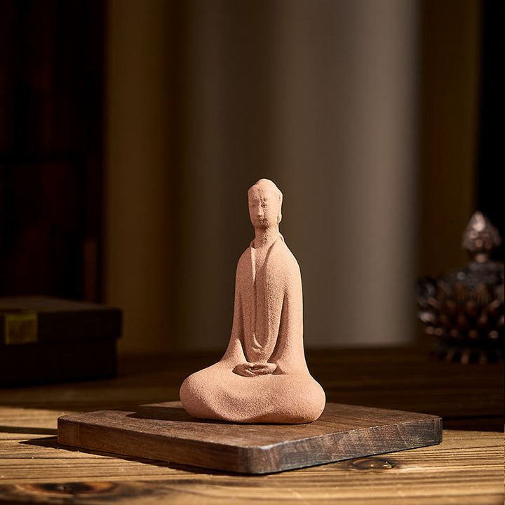 Buddha Stones Siedzący Budda Modlący się Ceramiczna Figurka Zen Dekoracja Domu 5*3*8,5 cm - image 5