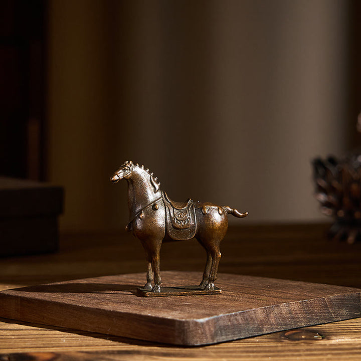 Buddha Stones w kolorze antycznym brązowym, Rok Konia, dekoracja domu ze stopu 5,8*4,7 cm - image 6