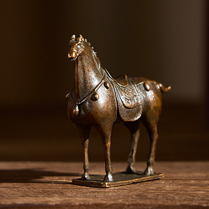 Buddha Stones w kolorze antycznym brązowym, Rok Konia, dekoracja domu ze stopu 5,8*4,7 cm - image 1