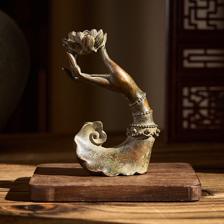 Buddha Stones Klasyczna Ręka Buddy, Stop Lotosu, Dekoracja Domowa 4,7*2,9*8,4 cm - image 5