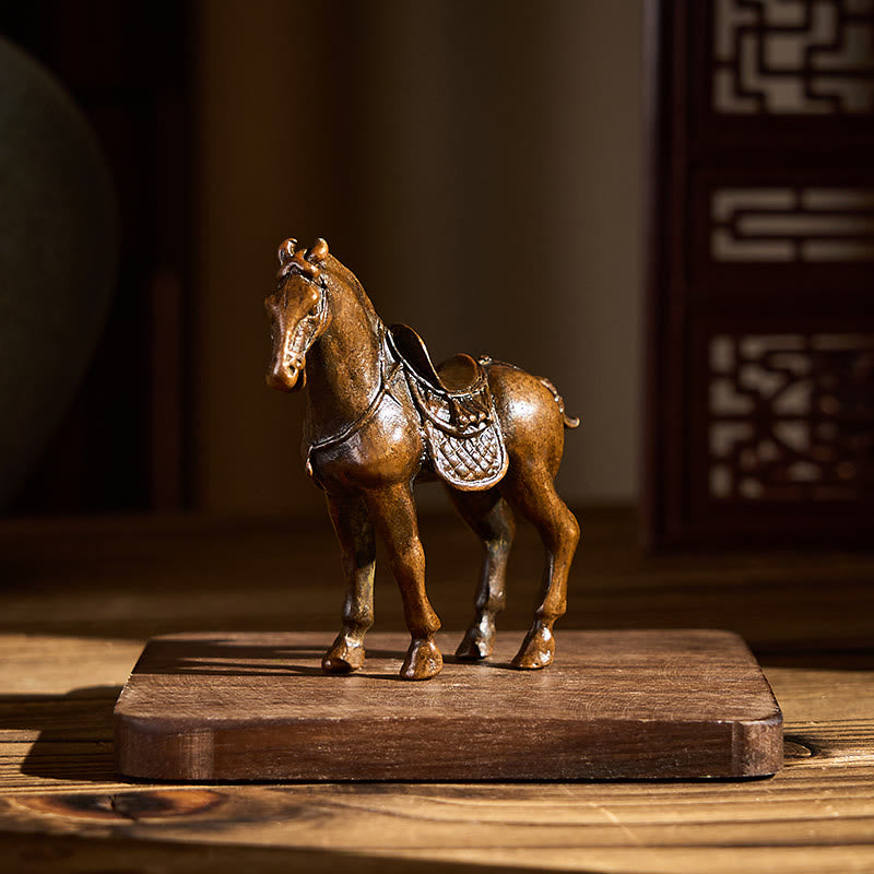 Buddha Stones Starożytny Rok Konia Stop Dekoracja Domowa 7,5*2,6*7 cm - image 2