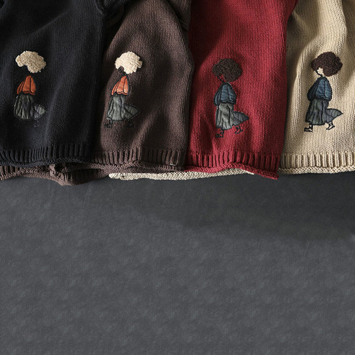 Sweter kardigan damski z długim rękawem i guzikami z motywem figur Buddha Stones z patchworku i bawełny - image 21