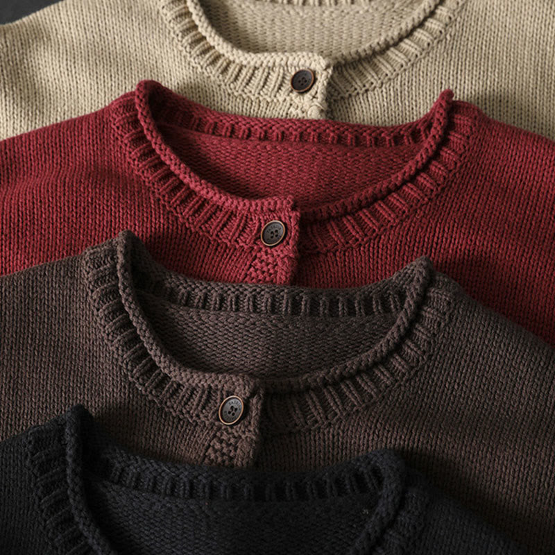 Sweter kardigan damski z długim rękawem i guzikami z motywem figur Buddha Stones z patchworku i bawełny - image 20